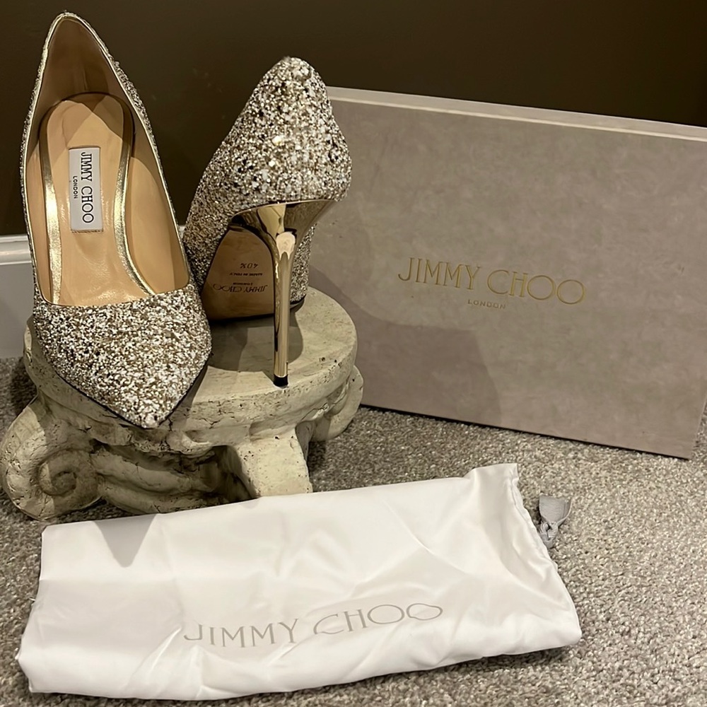 Jimmy Choo moon sand glitter heels